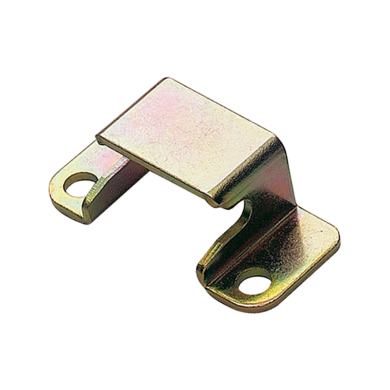 Catch plate, electro zinc plated and yellow chromated steel, flat mounting, L=20,1mm, B=45mm, H=15mm