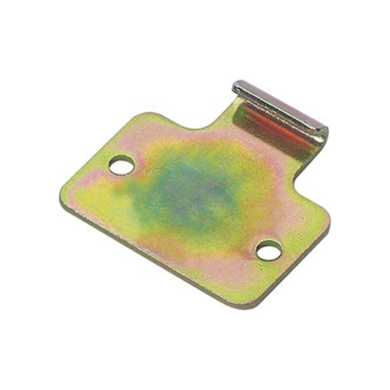 Catch plate, electro zinc plated and yellow chromated steel, flat mounting, L=47,6mm, B=50,8mm, H=8,3mm