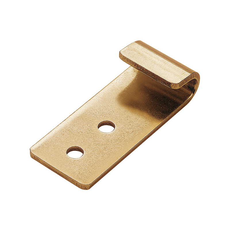 Catch plate, electro zinc plated and yellow chromated steel, flat mounting, L=55,5mm, B=23,8mm, H=13mm