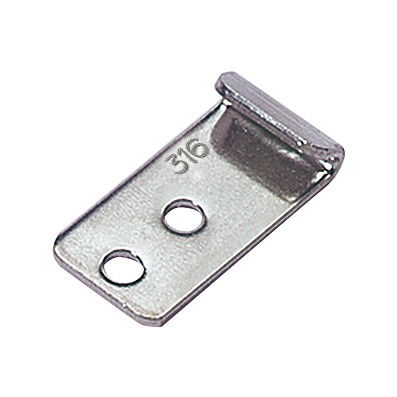 Catch plate, untreated acid proof stainless steel, flat mounting, L=31,8mm, B=15,9mm, H=6,8mm