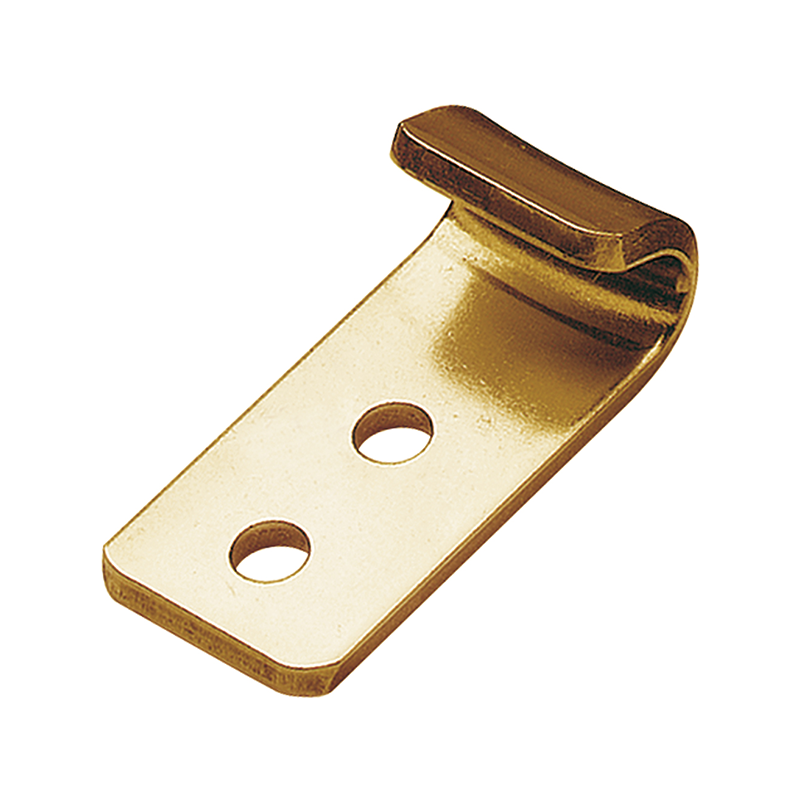 Catch plate, electro zinc plated and yellow chromated steel, flat mounting, L=33mm, B=15,8mm, H=11,8mm