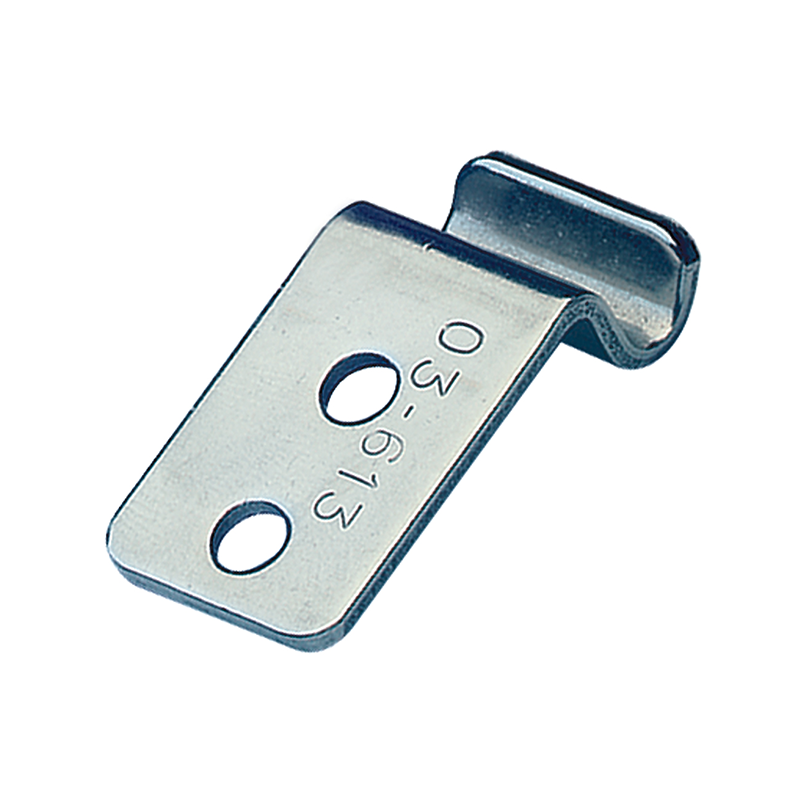 Catch plate, electro zinc plated steel, angle mounting, L=30,8mm, B=15,9mm, H=10,3mm