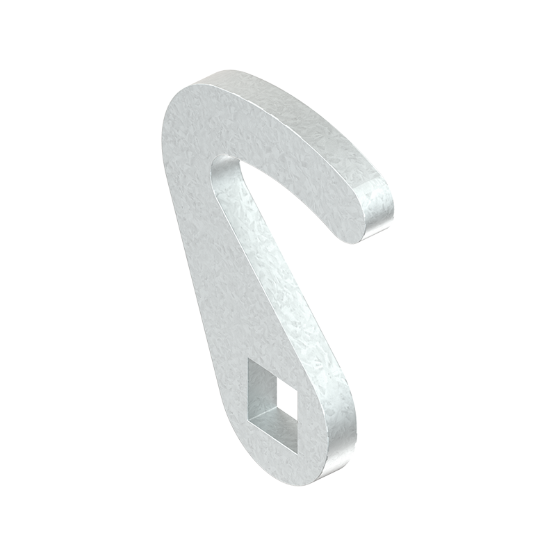 Cam, hook, steel, L=36, B=18, offset height=0 mm