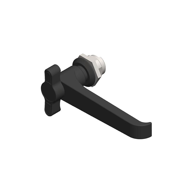 Housing with L-handle, safety wing handle, die-cast zinc, L=117,5mm, GH=18mm, plate thickness=1,5-8mm