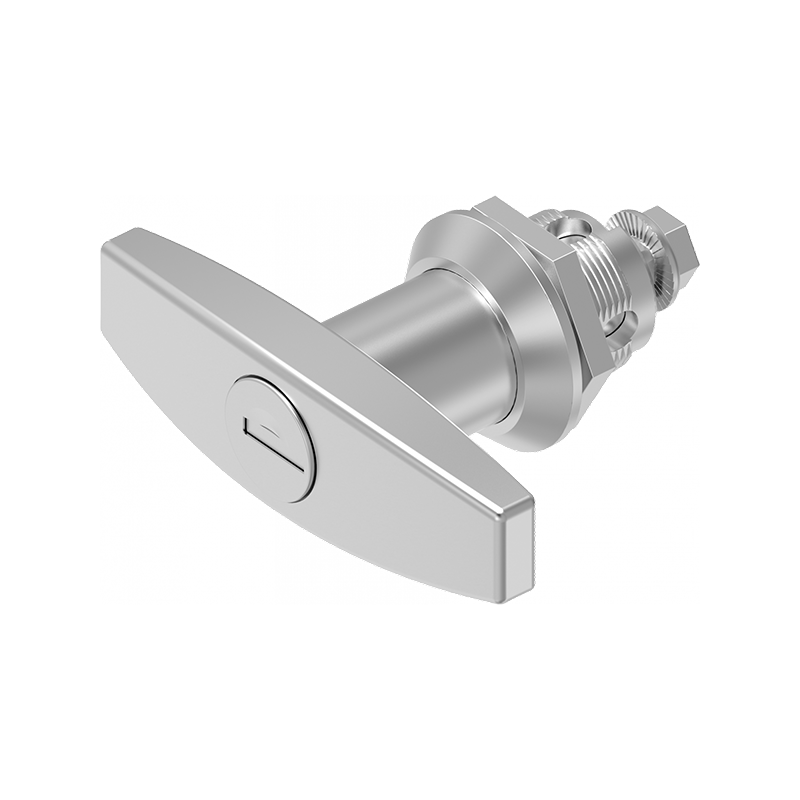 Housing with t-handle, keyed different, acid proof stainless steel, L=78mm, GH=18mm, plate thickness=1,5-8mm