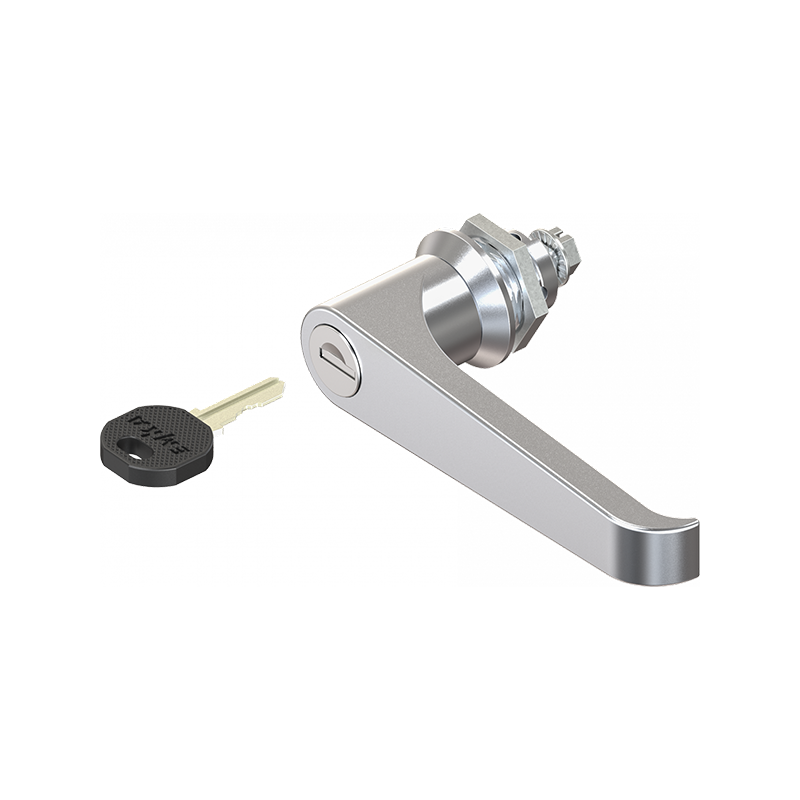 Housing with l-handle, keyed different, die-cast zinc, L=105mm, GH=18mm, plate thickness=1,5-8mm