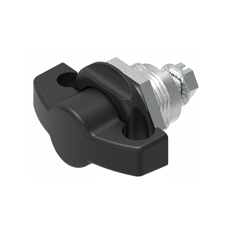 Housing with wing handle, padlock, die-cast zinc, L=50mm, GH=18mm, plate thickness=1,2-8mm