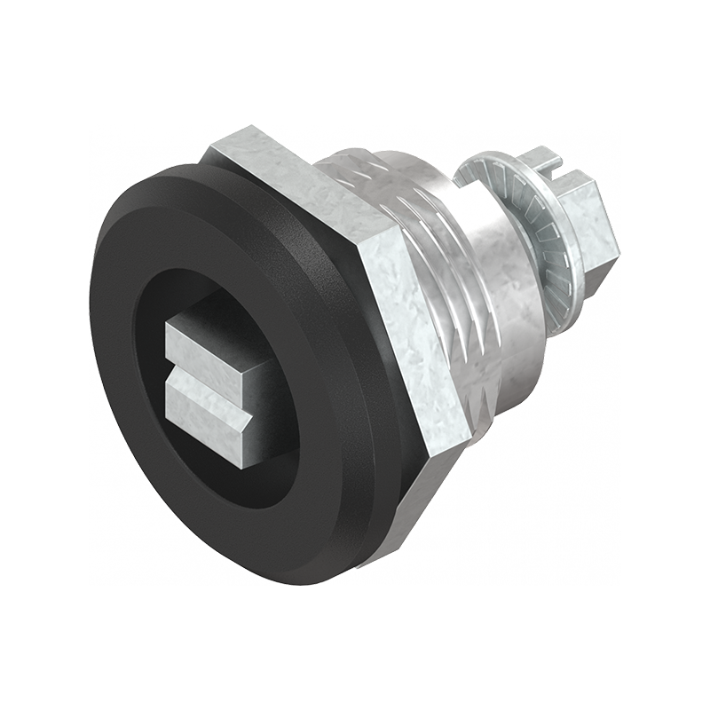 Housing with insert, railway, non locking, die-cast zinc, L=mm, GH=18mm, plate thickness=1,2-8mm