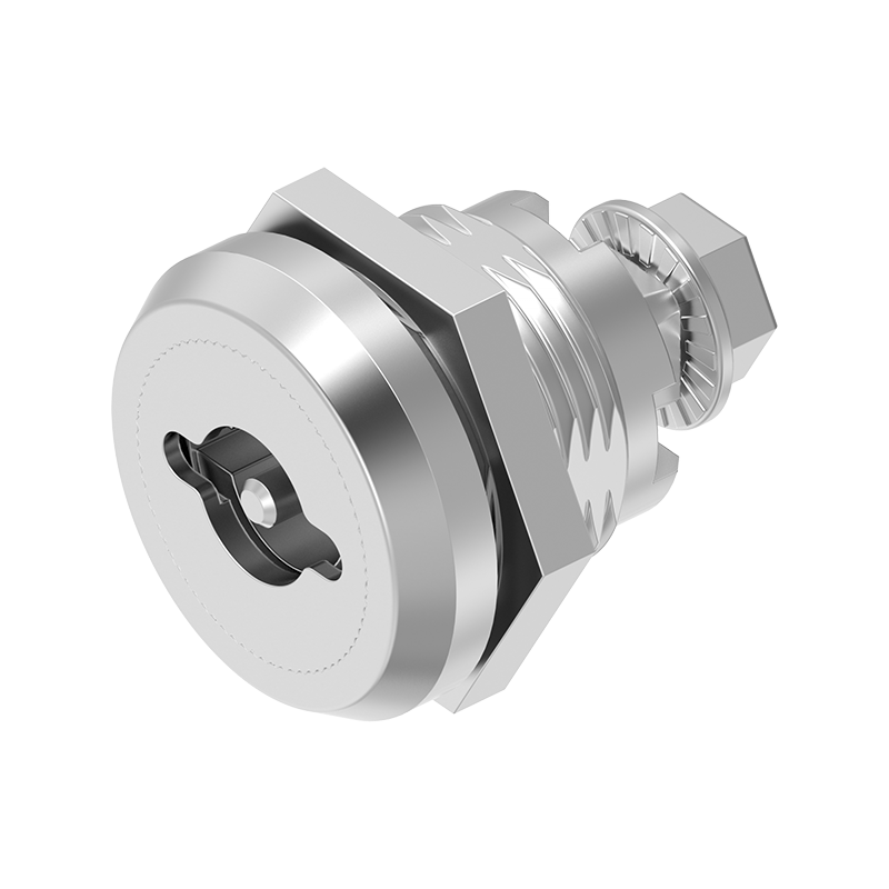 Safety lock, stainless steel, type 'double bit 3', left, D=28mm, GH=18mm, plate thickness=1,2-8mm
