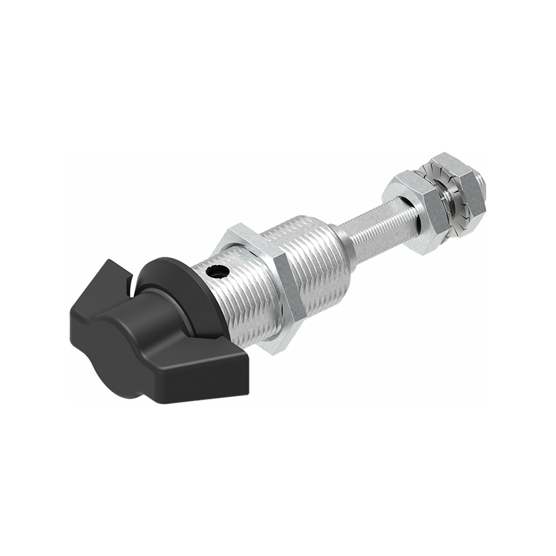 Compression latch, handle 90°, die-cast zinc, Wing handle, stroke=6mm, adjustable, plate thickness=1,5-30mm