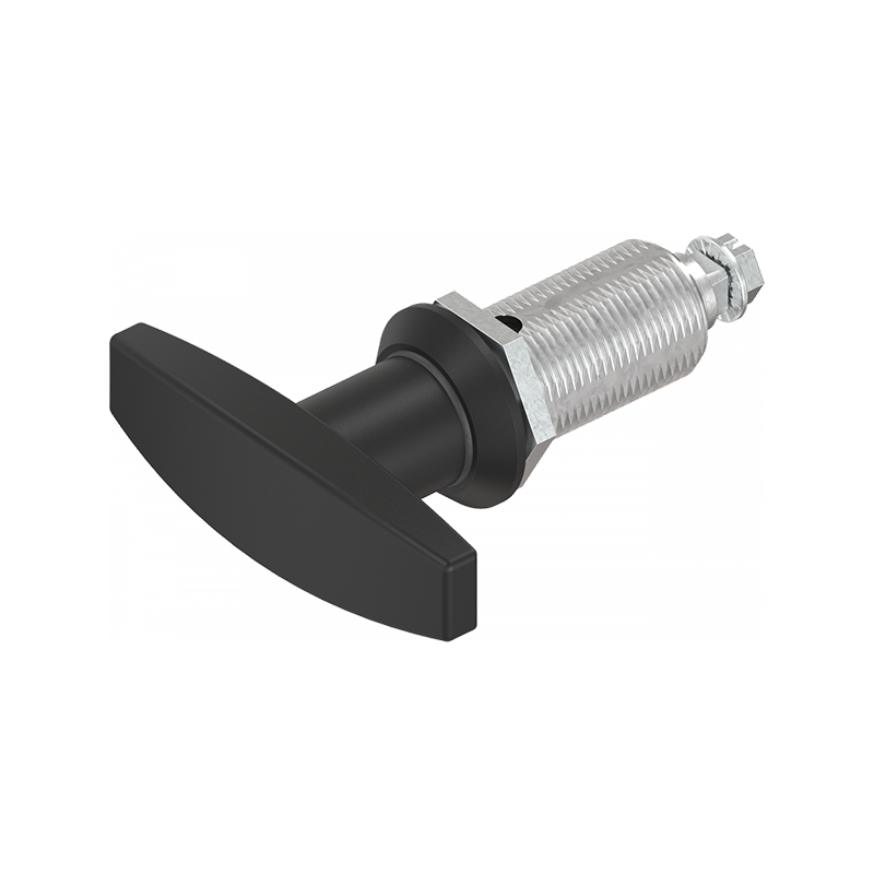 Compression latch, handle 90°, die-cast zinc, T-handle, stroke=6mm, not adjustable, plate thickness=1,5-30mm