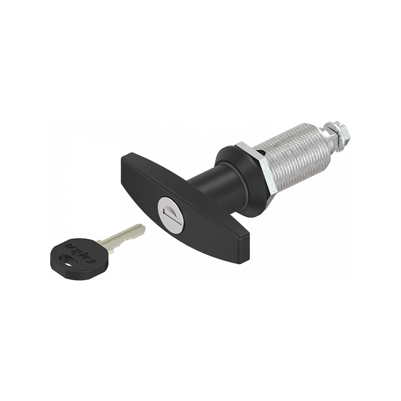 Compression latch, handle 90°, die-cast zinc, T-handle, stroke=6mm, not adjustable, plate thickness=1,5-30mm