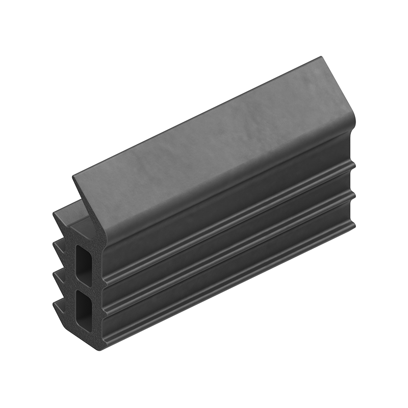 Rubber profile, top lip, black epdm, clamping channel width=7, H=18, B=8