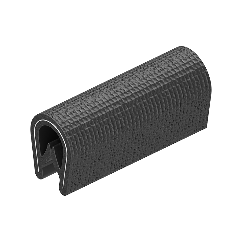 Edge profile w/o sealing, black PVC, clamping width = 1 - 4 mm