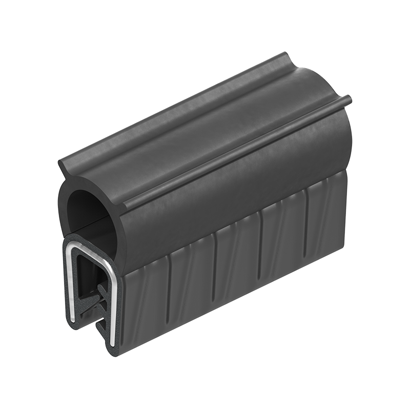 Edge profile w/top bulb, black EPDM, clamping width = 1 - 3,5 mm