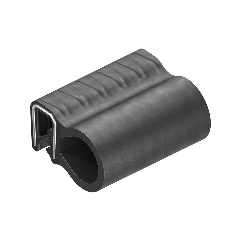 Edge profile w/side bulb, black EPDM, clamping width = 1 - 3,5 mm