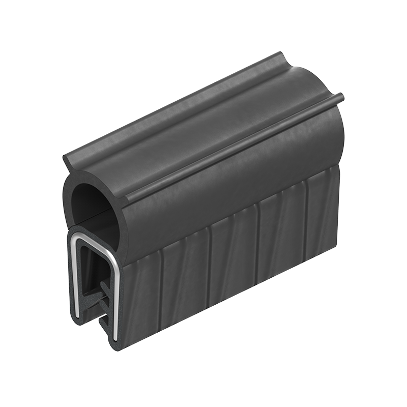 Edge profile w/top bulb, black NBR, clamping width = 1 - 3,5 mm