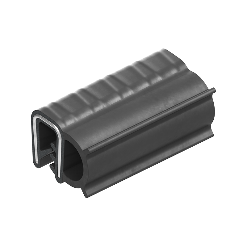 Edge profile w/side bulb, black NBR, clamping width = 1 - 3,5 mm