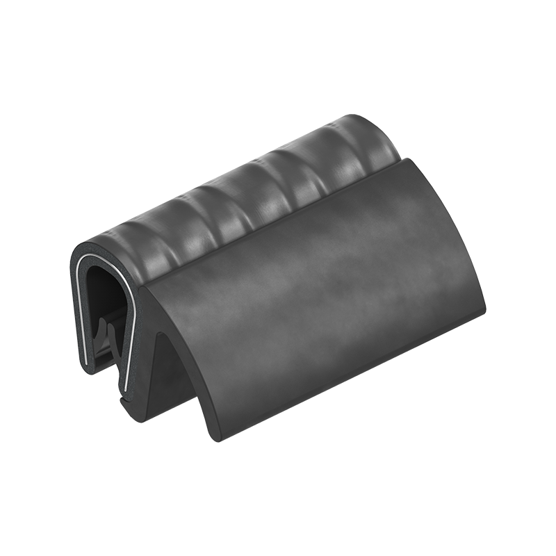 Edge profile w/side lip, black PVC, clamping width = 1 - 4 mm