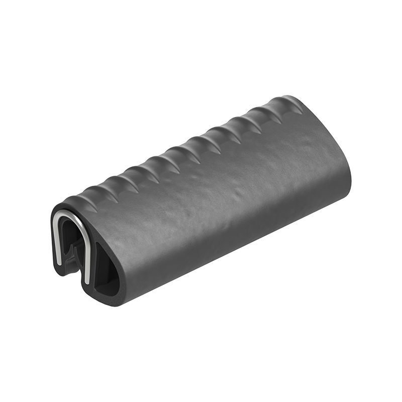 Edge profile w/side bulb, black EPDM, clamping width = 1 - 2 mm