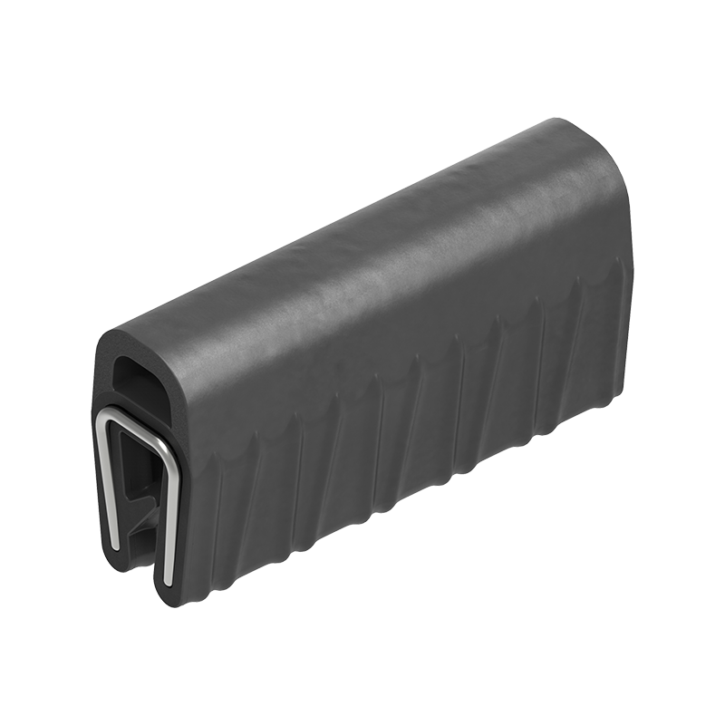 Edge profile w/top bulb, black EPDM, clamping width = 0,8 - 1,5 mm
