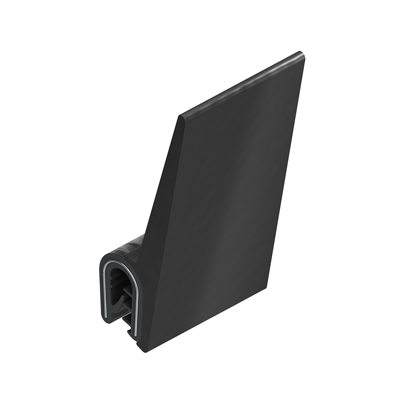 Edge profile w/top lip, black PVC, clamping width = 2 - 4 mm