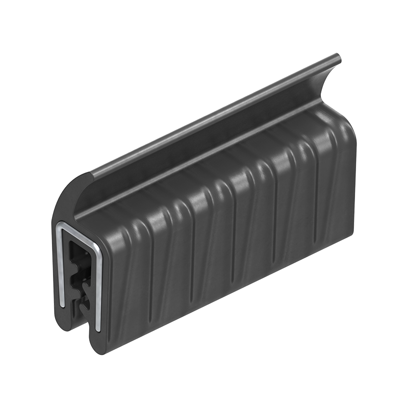 Edge profile w/top lip, black EPDM, clamping width = 1 - 2 mm