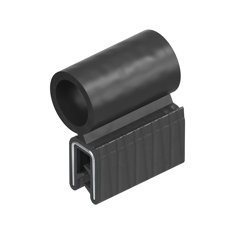 Edge profile w/top bulb, black EPDM, clamping width = 1 - 3 mm