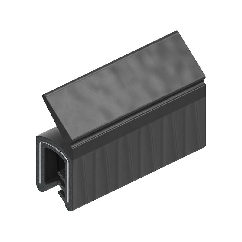 Edge profile w/top lip, black EPDM, clamping width = 1 - 3 mm