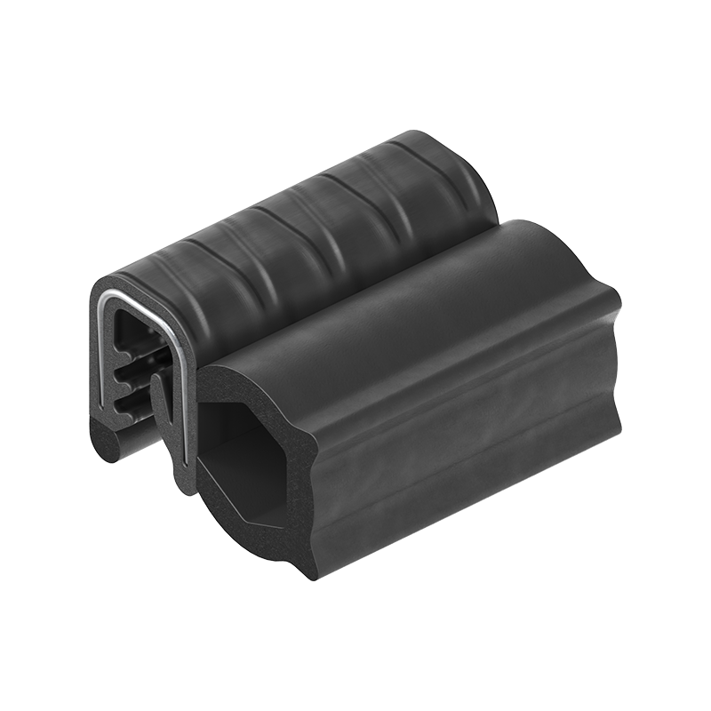 Edge profile w/side bulb, black EPDM, clamping width = 3 - 5 mm