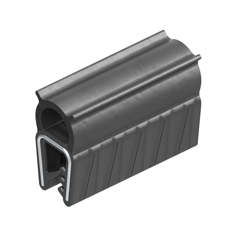 Edge profile w/top bulb, black NBR, clamping width = 3 - 5 mm