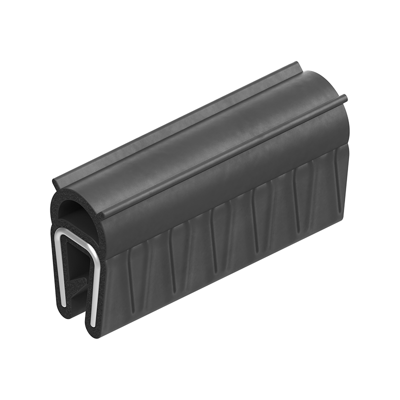 Edge profile w/top bulb, black NBR, clamping width = 0,8 - 2,5 mm