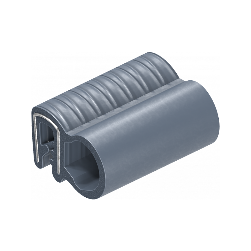 Edge profile w/side bulb, blue black silicone, clamping width = 1 - 3,5mm