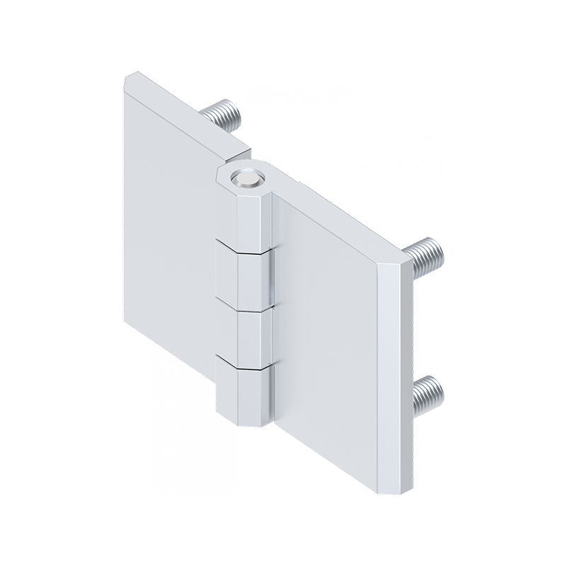 Cabinet hinge, die-cast zinc, chrome plated, prominent door - visible, fixed pin, L=50, B=76, H=11,5