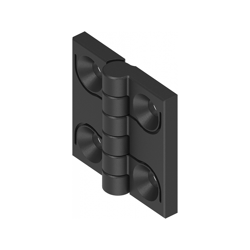 Cabinet hinge, glass fiber reinforced polyamide, prominent door - visible, fixed pin, L=50, B=50, H=11,5