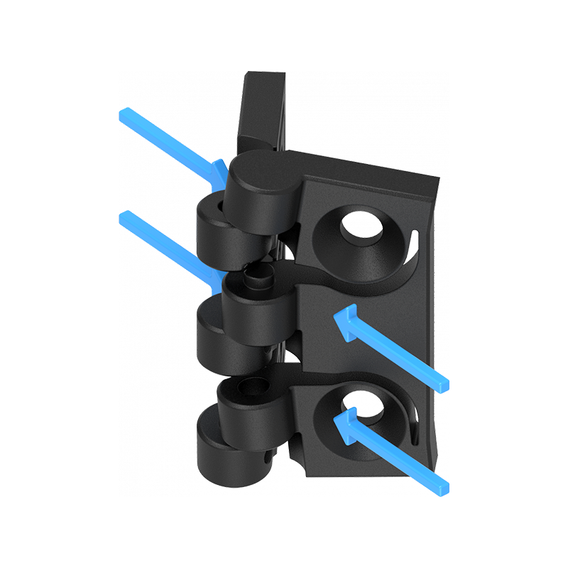 Cabinet hinge, glass fiber reinforced polyamide, prominent door - visible, fixed pin, L=50, B=50, H=11,5
