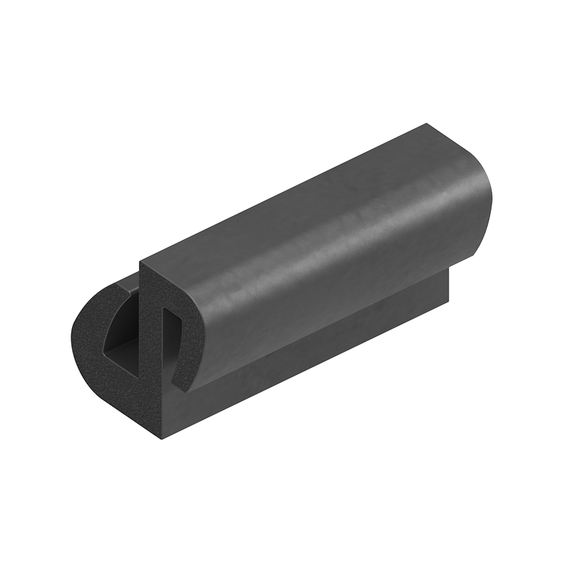 Glazing profile, black epdm, mounting height=8,7, glazing thickness=4, H=16,2