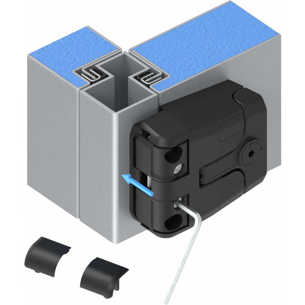 Cabinet hinge, glass fiber reinforced polyamide, prominent door - visible, lift off pin, L=81, B=89,5, H=33,5