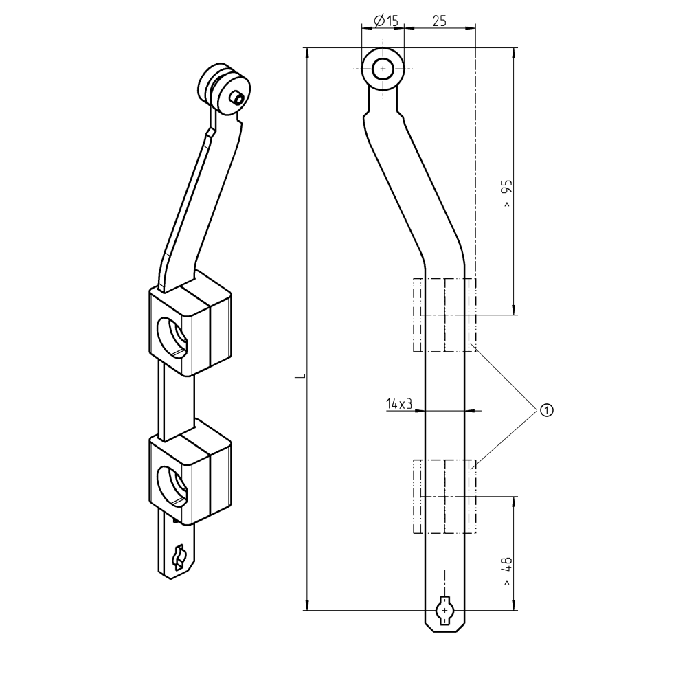 Flat rod, steel, L=901 - 1000