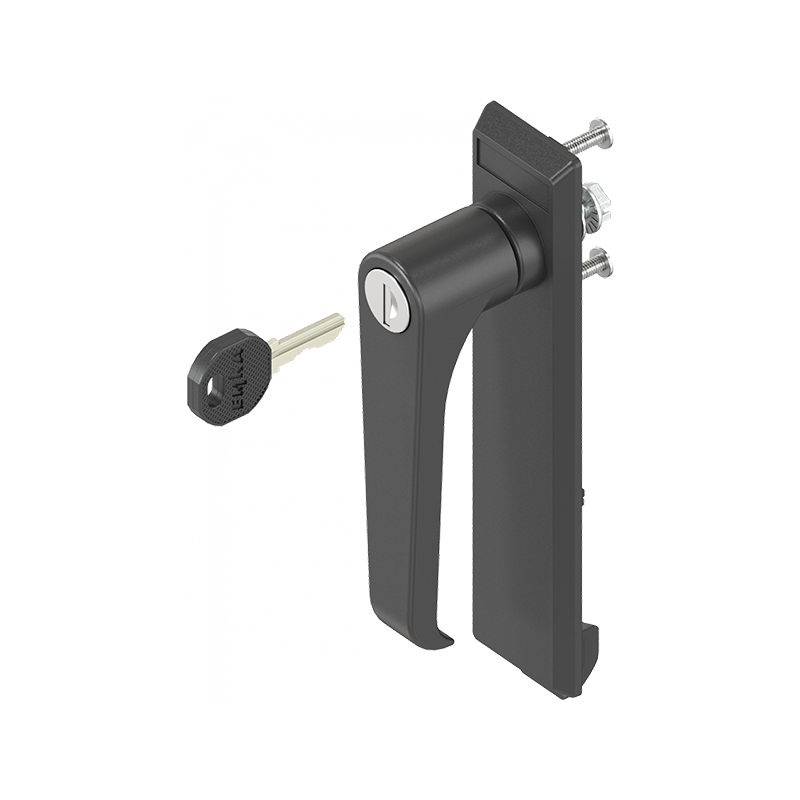 Escutcheon for swinghandle, glass fiber reinforced polyamide, l-handle, cylinder lock, L=160, B=35, H=48, Plate thickness=2-2