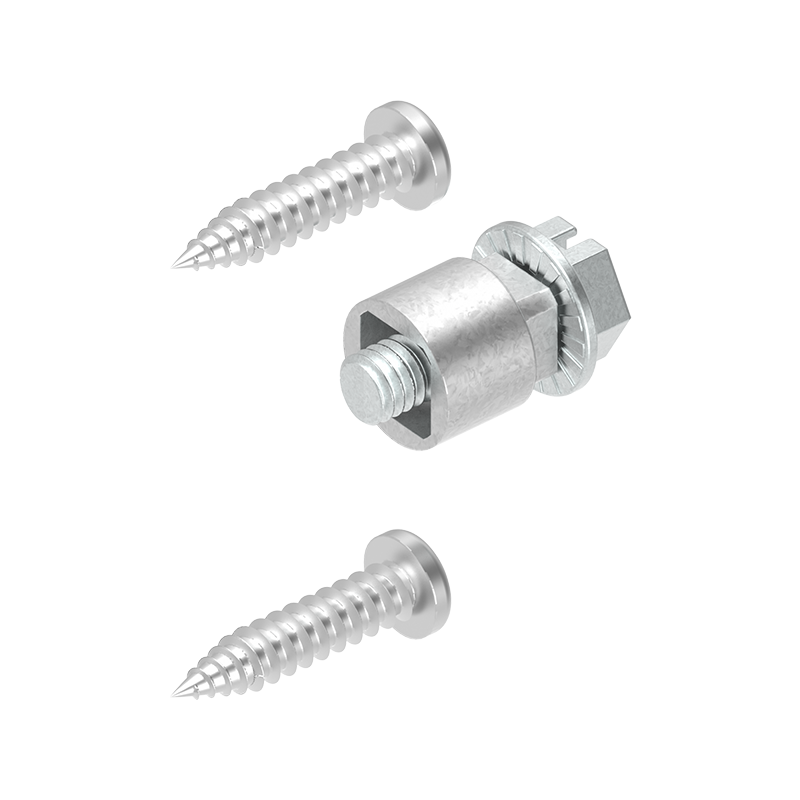 Adapter and screws, steel, Plate thickness=1-6