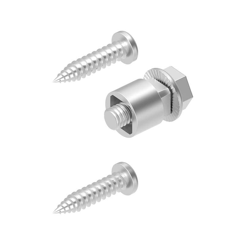 Adapter and screws, acid proof stainless steel, Plate thickness=1-3