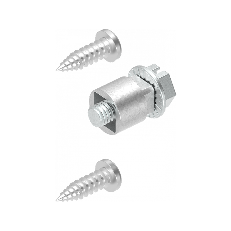 Adapter and screws, acid proof stainless steel, Plate thickness=1-12