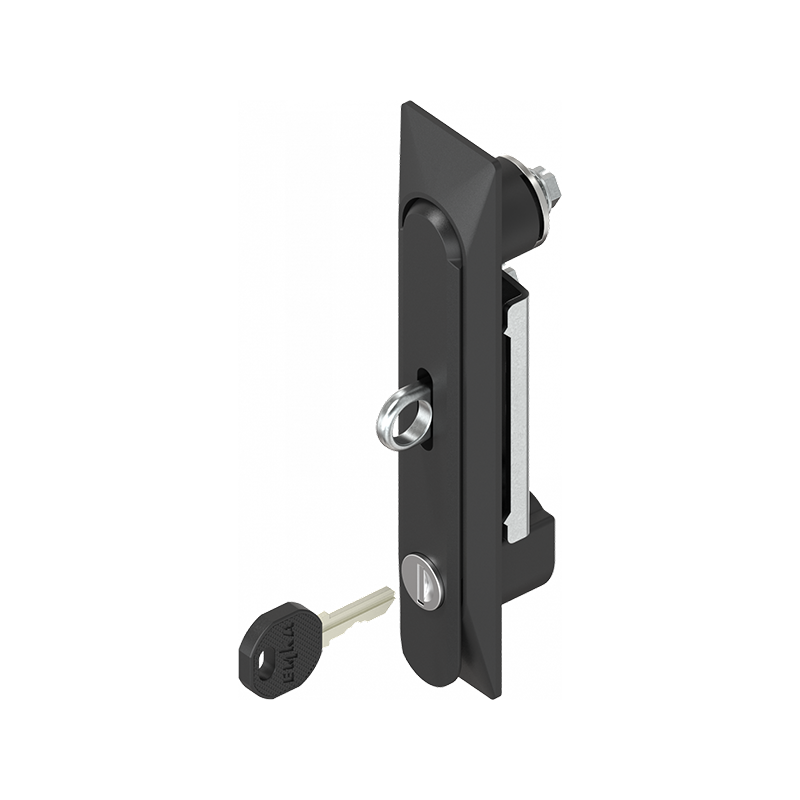 Swinghandle, die-cast zinc, cylinder lock, L=160, B=36, H=24, Plate thickness=2-2
