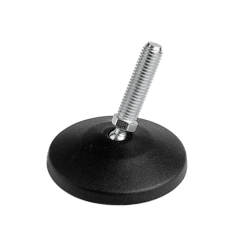 Levelling foot, steel, tiltable threaded spindle, M10, base diameter = 40 mm