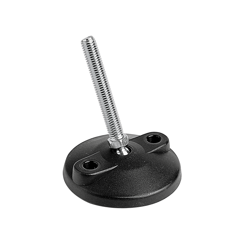 Levelling foot, steel, tiltable threaded spindle, M16, base diameter = 80 mm