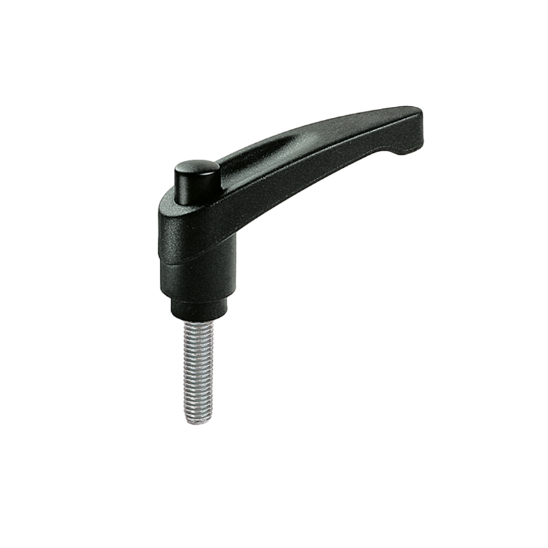 Clamping handle, glass fiber reinforced polyamide, male thread M8, L=75mm, H=48mm