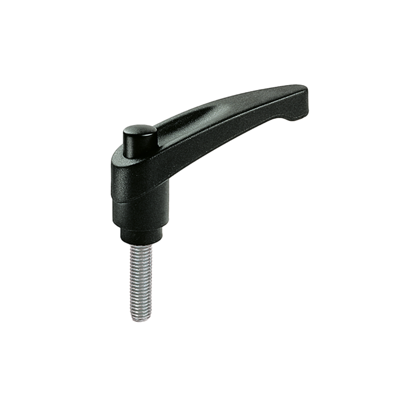 Clamping handle, glass fiber reinforced polyamide, male thread M8, L=75mm, H=48mm