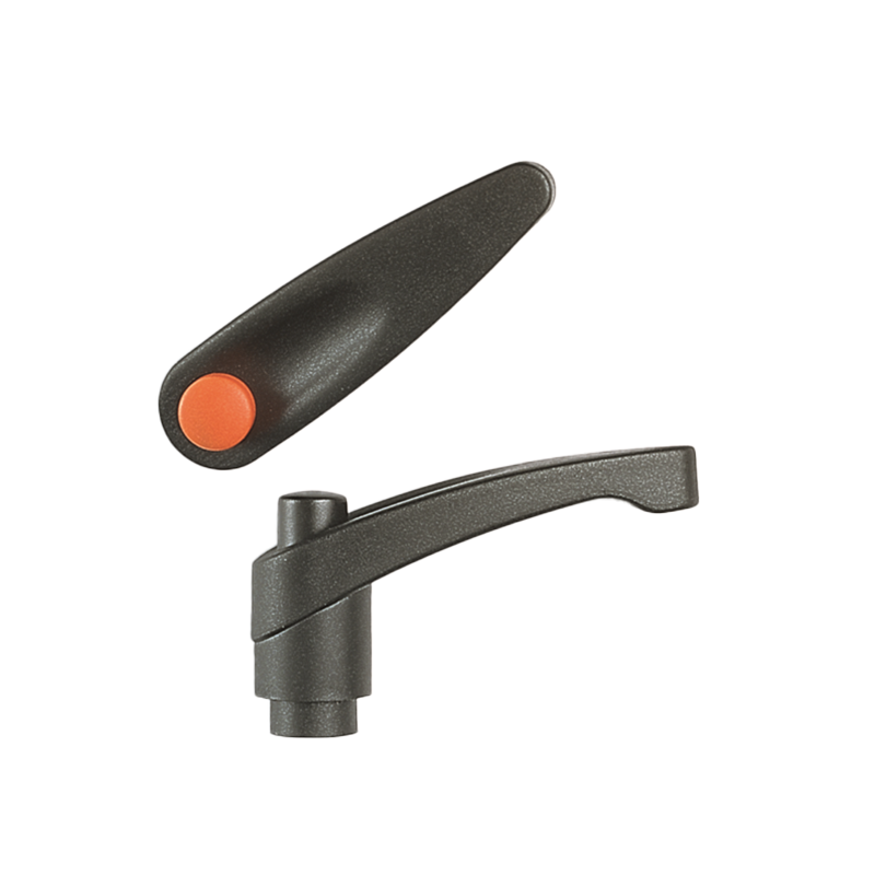 Clamping handle, glass fiber reinforced polyamide, female thread M8, L=75mm, H=48mm