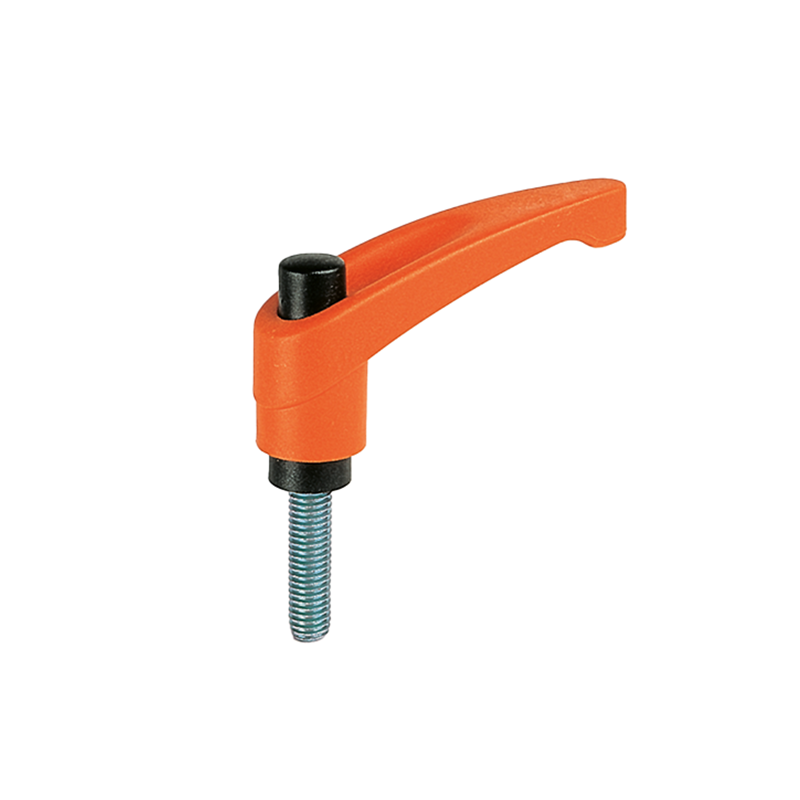 Clamping handle, glass fiber reinforced polyamide, male thread M6, L=75mm, H=48mm